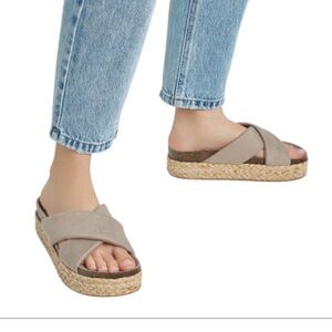 Pull & Bear Crisscross Espadrille Jute Wedge Sandals Platform EU 38 Summer Boho